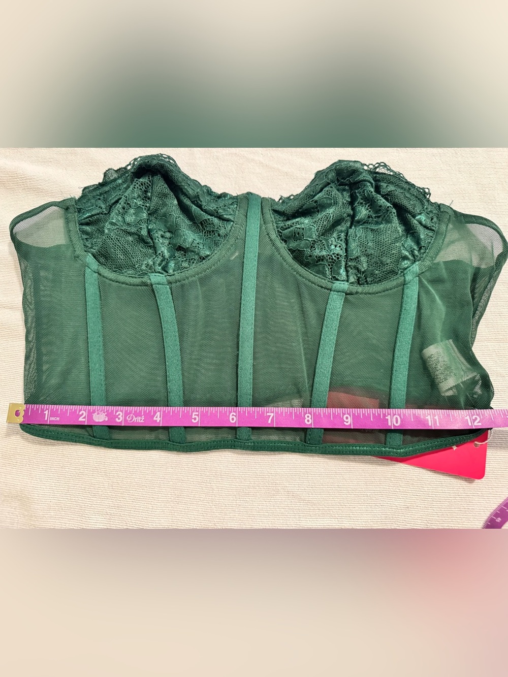 SHEIN Dark Green Lace Bustier Bandeau Top - Picture 7 of 9